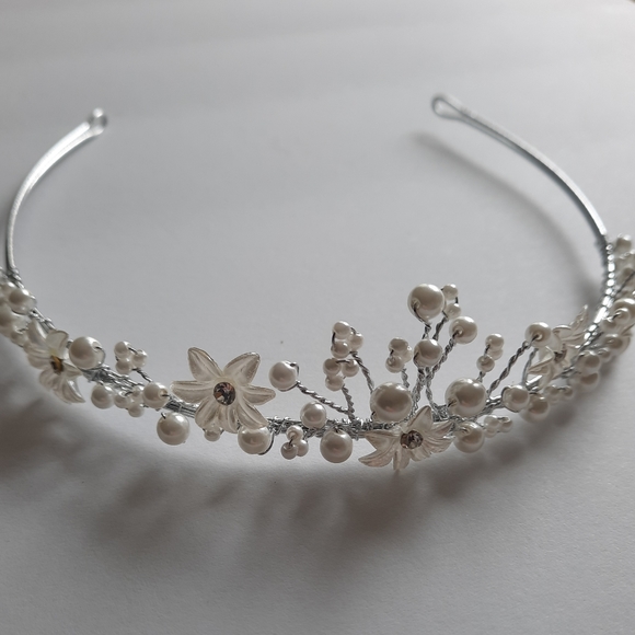 Crystal and Pearl Floral Tiara